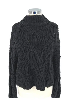 Free People Seasons Change Black Knit Cotton Sweater Size Small Edgy Minimalist thumbnail 1