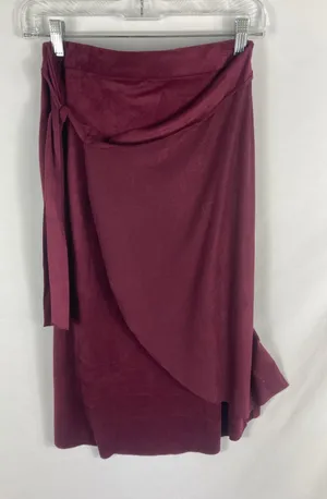 NWT Solemio Maroon Wrap Skirt Suede Size Medium thumbnail 1