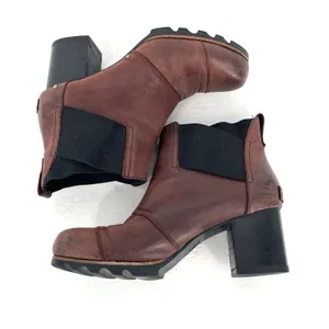 Sorel Addington Chelsea Boots Womens 10.5 Brown Waterproof Leather Heeled thumbnail 6