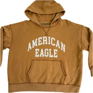 American Eagle Women's Small Yellow‎ Brown Vintage Look Loose Fit Comfy Hoodie thumbnail 2
