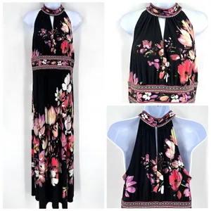 Wisp Floral Halter Maxi Dress Black Pink Purple Size‎ 6 Butterfly Whimsigoth thumbnail 3