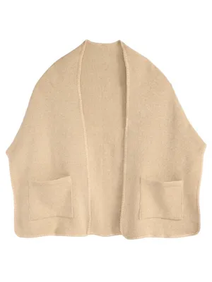 NWT Style & Co. Womens Solid Scarf Wrap with Pockets Ruana SC9742501 Oat Brown thumbnail 2