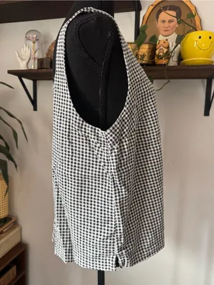 A New Day Linen Blend Black & White Gingham Tank Top thumbnail 3