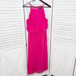 Sam Edelman‎ Pleated Skirt Fit Flare Sleeveless Midi Dress Sundress Pink Small thumbnail 9