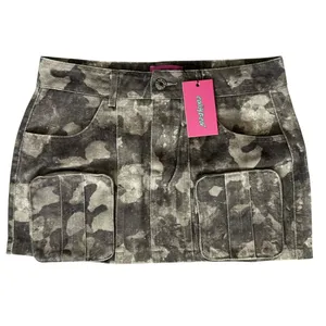 Edikted Olive Camo Micro Mini Skirt XS Cargo Utility Low Rise 12'' Length NWT thumbnail 2