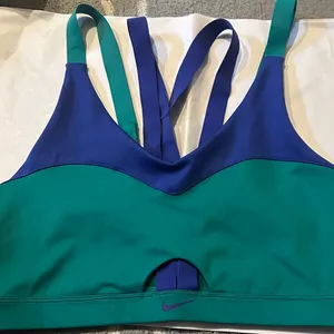 Nike Women's Dual-Tone Sports Bra - Teal and Royal Blue thumbnail 1