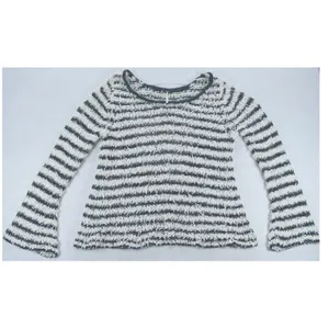 Free People Striped Eyelash Knit Sweater Navy Cream Scoop Neck Womens Medium thumbnail 3