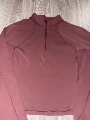 CRZ Yoga Velvet Brown Quarter Zip Athletic Sweater thumbnail 2