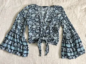 American Eagle Floral Bell Sleeve Top thumbnail 3