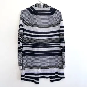 ANN TAYLOR LOFT Striped Fine Knit Open Cardigan Blue / Periwinkle ? Navy Sweater thumbnail 14