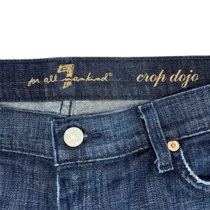 7‎ For All Mankind Low-Rise Crop Dojo Wide Leg Jeans 32" Dark Wash 7FAM Y2K USA thumbnail 4