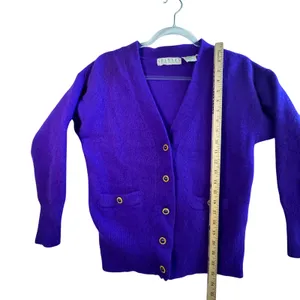 Shannan Vtg Angora‎ Lambswool Cardigan Sweater Purple Fuzzy Button Front M Luxe thumbnail 6