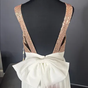 Women’s Full Length Prom Party Dress Deep V-Neck Sequined Bodice Bow Size 10 NEW thumbnail 6