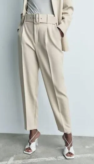 ZARA ecru high waisted belted fabric pants blogger favorite thumbnail 10