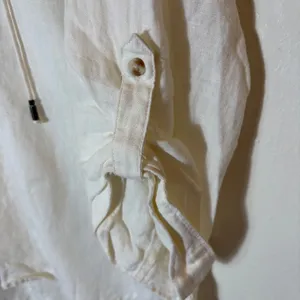 Maeve Anthropologie Cream Linen‎ Lace-Up Tunic Top Roll-Tab Sleeve Blouse Size 6 thumbnail 4