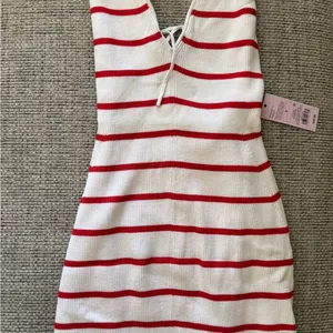 wild fable White and Red Striped Knit Halter Dress thumbnail 4