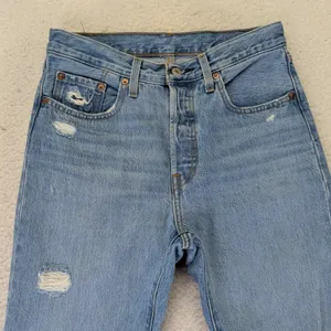 Levis 501 Original Womens High Rise Straight Leg Distressed Jeans‎ Blue W27 L26 thumbnail 7
