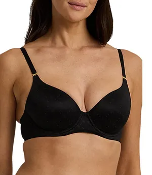 NWT Lauren Ralph Lauren Comfort Collection Repeat-Logo T-shirt Bra. Black 32D thumbnail 1