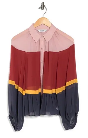 Joie Becki Ruffled Long-Sleeve Silk Top Small thumbnail 3