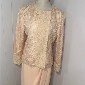 Christian Dior Elegant Lace Overlay Peach Dress Set thumbnail 2