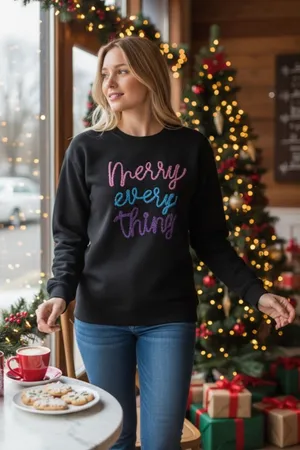 State of Mine Black Merry Everything Sweatshirt XL NWT thumbnail 1
