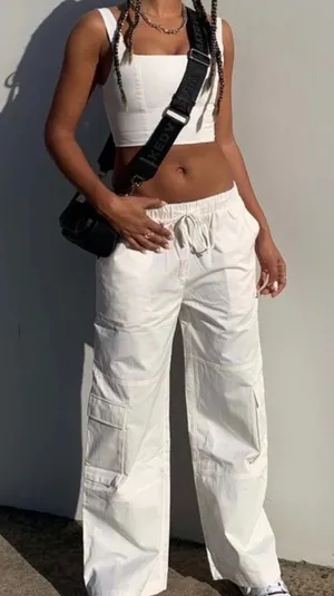 Princess Polly Flossie Parachute Pants White thumbnail 1