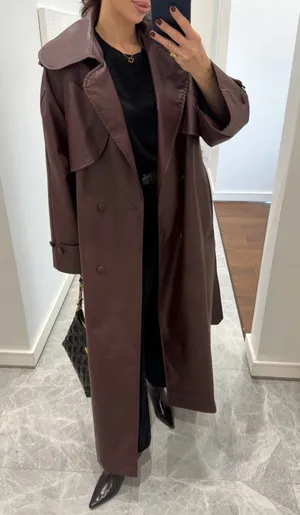  Burgundy Trench Coat thumbnail 5