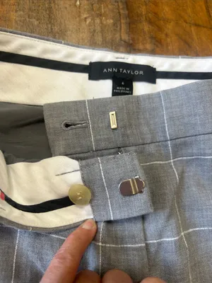 Ann Taylor Gray Windowpane Cropped Dress Pants thumbnail 7
