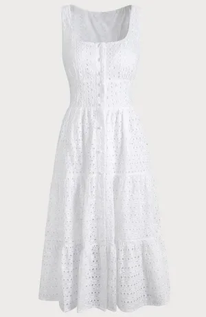 RIHOAS The Square Neck Tiered Hem Midi Dress M 76 thumbnail 6