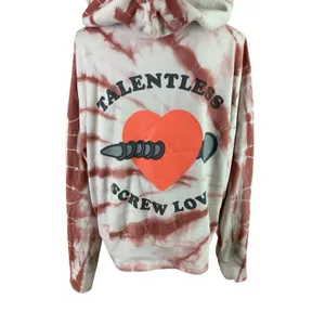 Talentless Screw Love Tie Dye Hoodie Organic Cotton Sweatshirt Large Brown White thumbnail 4