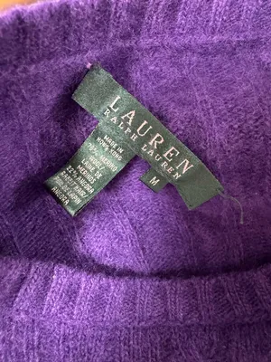 Lauren Ralph Lauren LRL Cable Knit Long Sleeve Pullover Sweater Purple Medium thumbnail 4