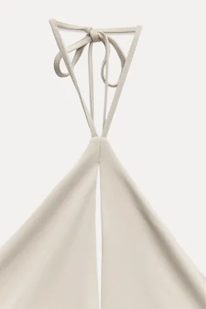 Zara dress gown fitted maxi bodycon Gray Halter formal evening wedding thumbnail 13