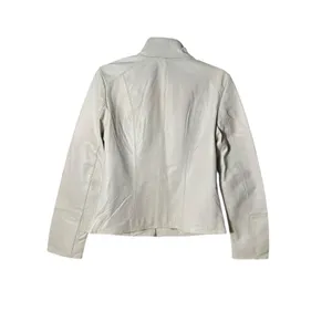 NWT Scully Beige 100% Leather Zip Front‎ Stand Up Collar Jacket Medium #WX13-15 thumbnail 4