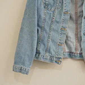 Sundance Size Small Denim Jacket Light Wash Blue Cotton Trucker Worn In Western thumbnail 3
