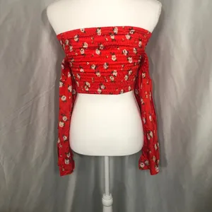 American Eagle Off the Shoulder Crop Flowy Long Sleeve thumbnail 3