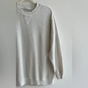 aerie Waffle Knit Long Sleeve Lounge Tee, Beige, Size Medium thumbnail 3