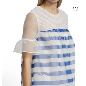 STAUD Florence Dress in Painted‎ Stripe Size XS Blue White Ethereal Flaw thumbnail 4