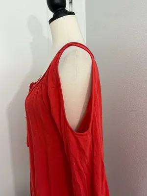 L*Space Large Red Cold Shoulder Lace-Up Tunic Dress / Cover-Up thumbnail 2
