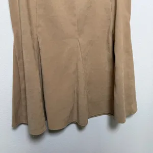 VTG 90s Women Suede Midi Skirt‎ 10 Tan Pleated Academia Western Boho Equestrian thumbnail 2