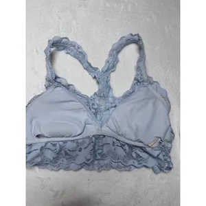 Aerie Women Light Blue Floral Lace Bralette Racerback Medium Scalloped Trim thumbnail 6