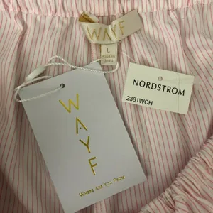 WAYF Womens Lounge Pajama Shorts Pull On Pockets Striped Pink White L thumbnail 3