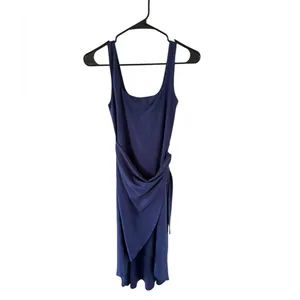 Quince NEW Navy Tencel Jersey Side Tie Dress thumbnail 5