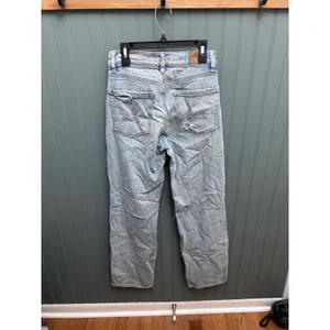 American Eagle Stovepipe High Rise Distressed Straight Leg Jeans Light Wash 00S thumbnail 2