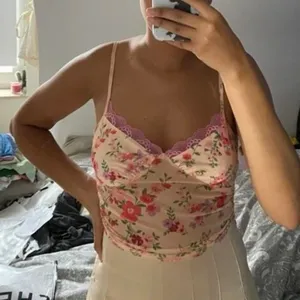 Y2k floral mesh cami bustier top with lace trim (Size S) thumbnail 1