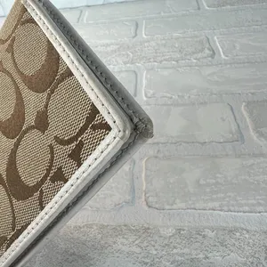Coach Checkbook Cover Beige‎ Signature C Canvas Leather Trim thumbnail 8