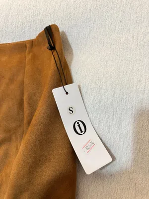 Brown Suede look Mini Skirt Side Slit Size S thumbnail 5