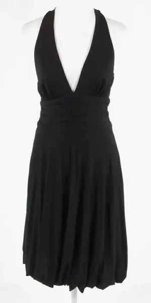 Black CACHE goth stretch halter neck bubble dress size 2 thumbnail 1