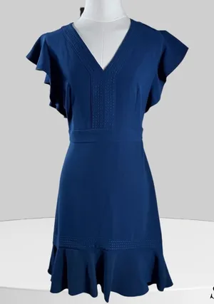 New Navy Dress‎ Size 0 Style F18d393 Ruffle Hem thumbnail 1