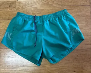 Oiselle Teal Silver Running Outdoor Hiking Trail Lined Elastic Waist Shorts M thumbnail 1