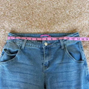Edikted‎ Womens Wide Leg Cargo Jeans Blue Medium Wash High Rise Utility Size S thumbnail 6